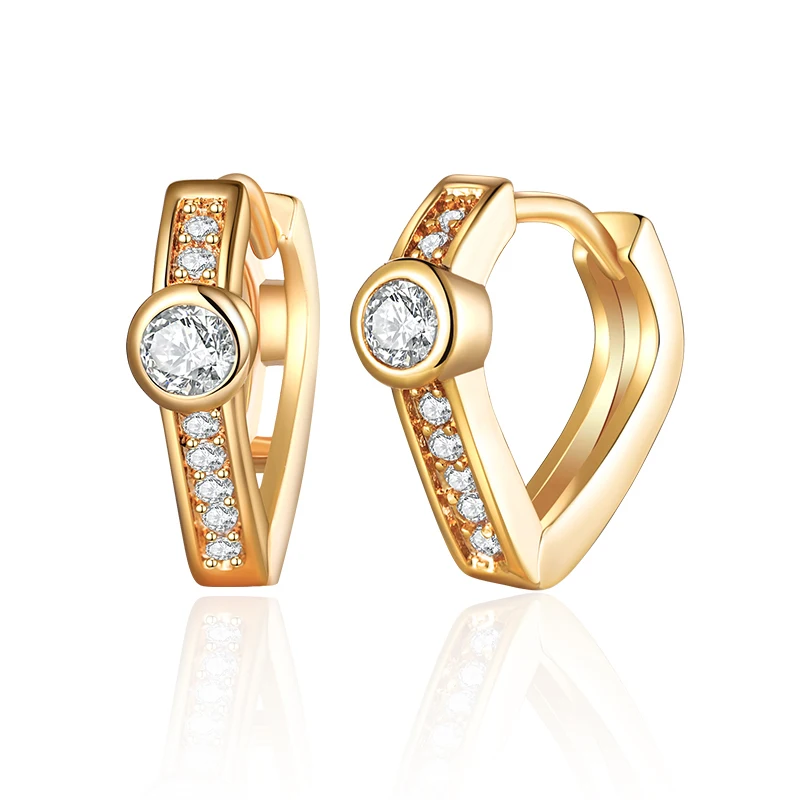 Круглые серьги с фианитом золотистого и серебристого цвета | Украшения