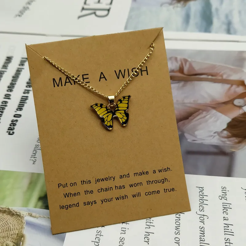 Korean Fashion Cute Butterfly Pendant Necklace for Women Golden Color Statement Necklace