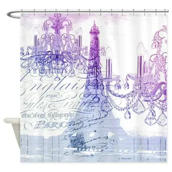 

Custom Purple Chandelier Paris Eiffel Towe Shower Curtain