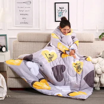 

Winter Lazy Quilt With Sleeves Quilt Winter Warm Thickened Washed Quilt Blanket with sleeves blanket cape cloak warm 150*200CM