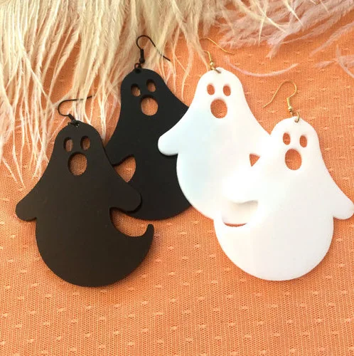 

Fashion Ghost White Black Drop Earrings Simple New Design Trendy Funny Cool Dangle Earrings Halloween Punk Cool Drop Earrings