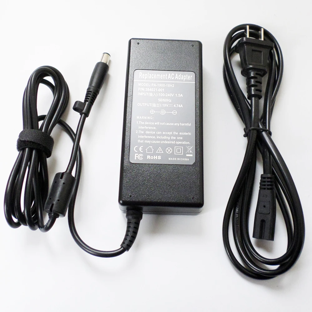 

90W Laptop Power Supply Cord For HP 384020-002 384020-003 384019-001 384019-002 384019-003 384021-001 AC Adapter Battery Charger