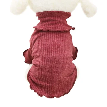 

Pet Dog Cat Knit Sweater Fashion High Neck Lace Sweater Dogs To Keep Warm Solid Comfortable Costume Winter Coat Clothes Apparel