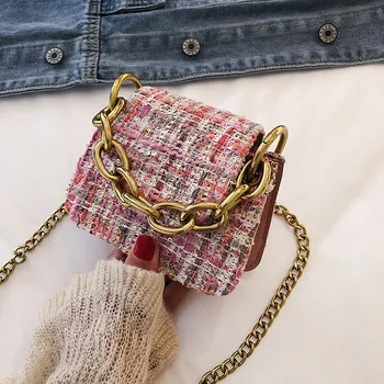

Mini bag female 2020 wild hit color woolen single back crossbody bag fashion chain small square bag wholesale