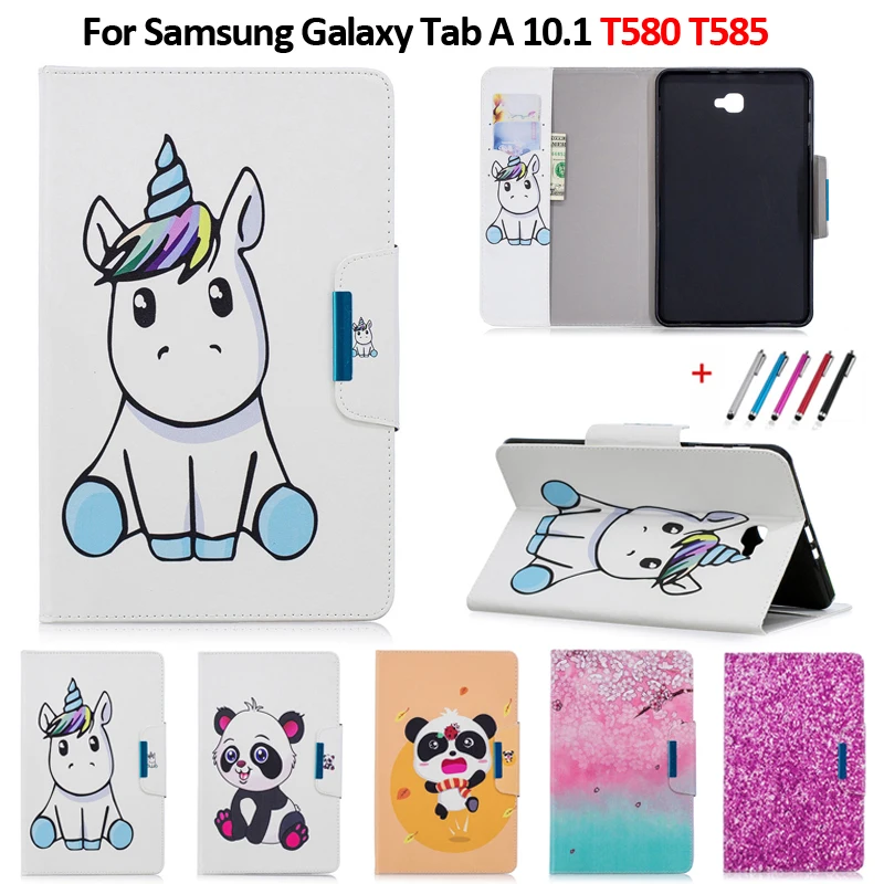 Чехол для Samsung Galaxy Tab A A6 10 1 2016 T580 T585 чехол планшета Kawaii единорог панда + ручка |