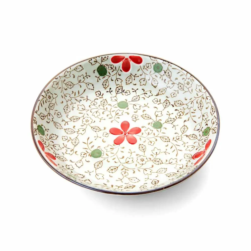 Кухонная тарелка для овощей, посуда, сервировочный лоток, керамическая японская круглая сервировочное блюдо, тарелки 1 шт - Цвет: as pic show