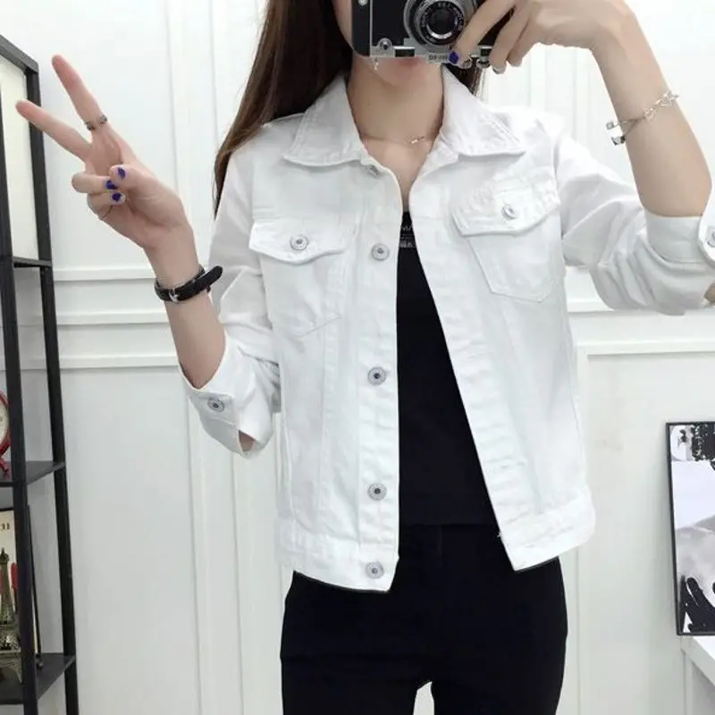

2020 Spring Women Denim Jacket Light Blue Bomber Short Jeans Casual Ripped Woman's Coat Slim Long Sleeve Casual Female Jacket