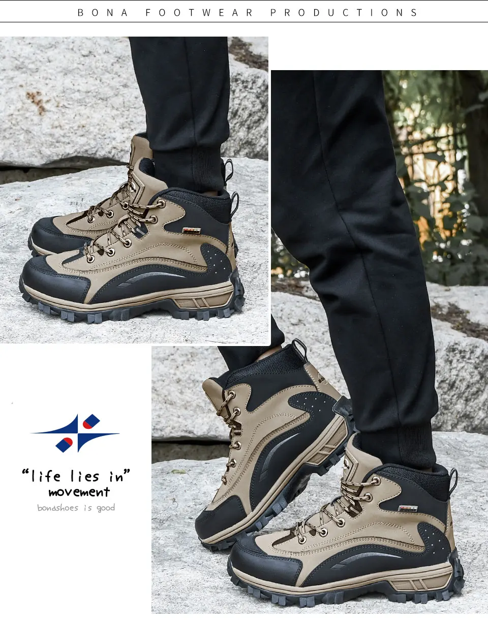 BONA 2020 New Designers Nubuck Snow Boots Warm Plush Boots Men Ankle Boot Outdoor Non-Slip Winter Footwear Masculino Comfortable