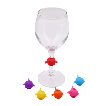 

6pcs / Set Multicolor Bird Fish Silicone Buckle Wine Glass Logo Party Party Special Wine Glass Recognizer
