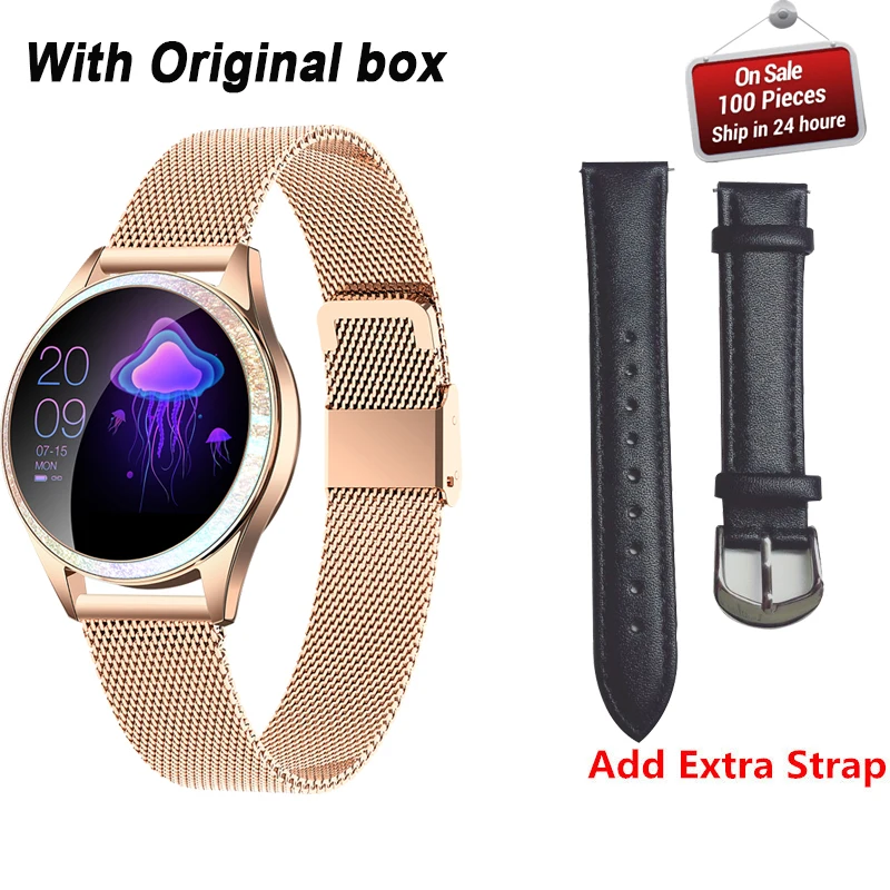 add extra strap KW20 Смарт-часы для женщин IP68 Водонепроницаемый мониторинг сердечного ритма Bluetooth для Android IOS фитнес-Браслет Smartwatch VS KW10 - Цвет: add extra strap