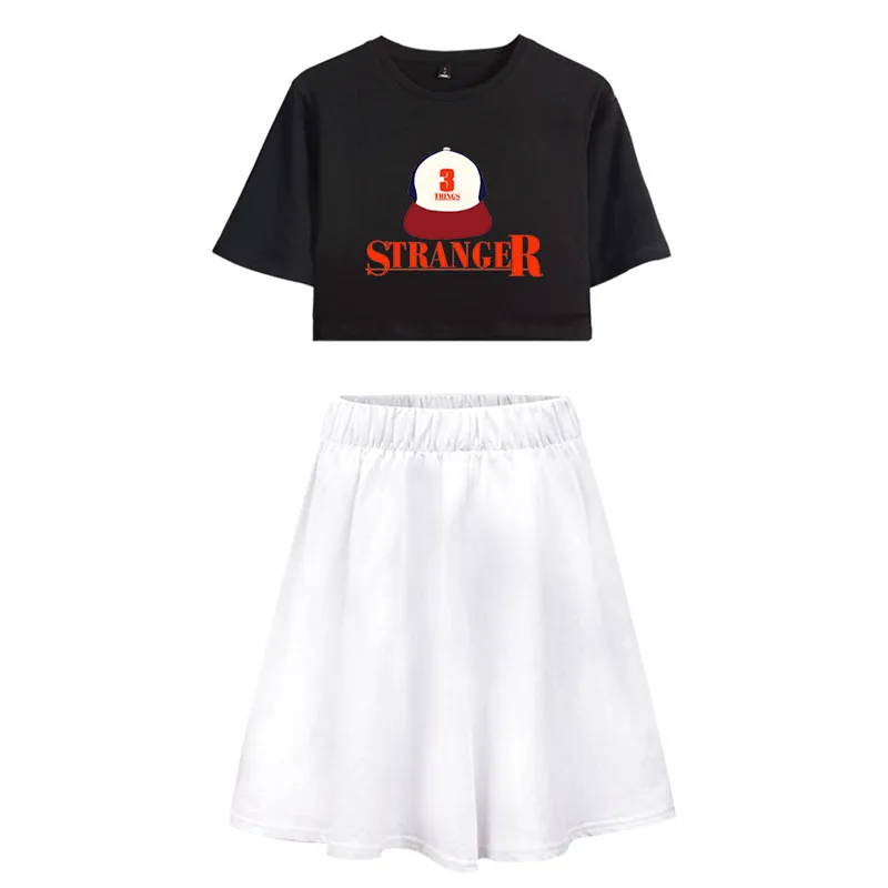 style 1 Cosrea TV Stranger Things Dustin Cosplay costume women Suit skirt Summer girl T-Shirt blouse long skirt Eleven Cosplay dress - Цвет: style 1