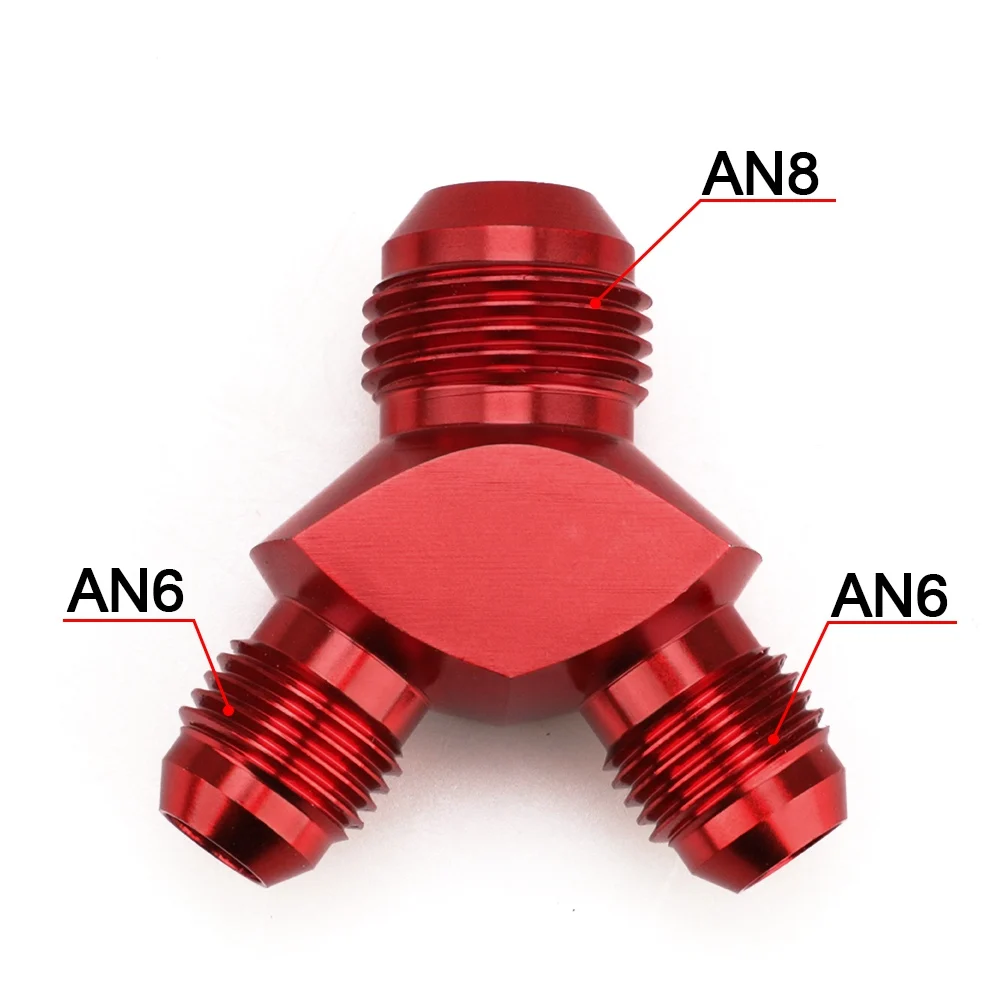 AN6 AN8 AN10 Алюминиевый Y Блок адаптер фитинги адаптер Черный Y Тип нефтяной трубы соединение - Цвет: AN6-AN8 RED