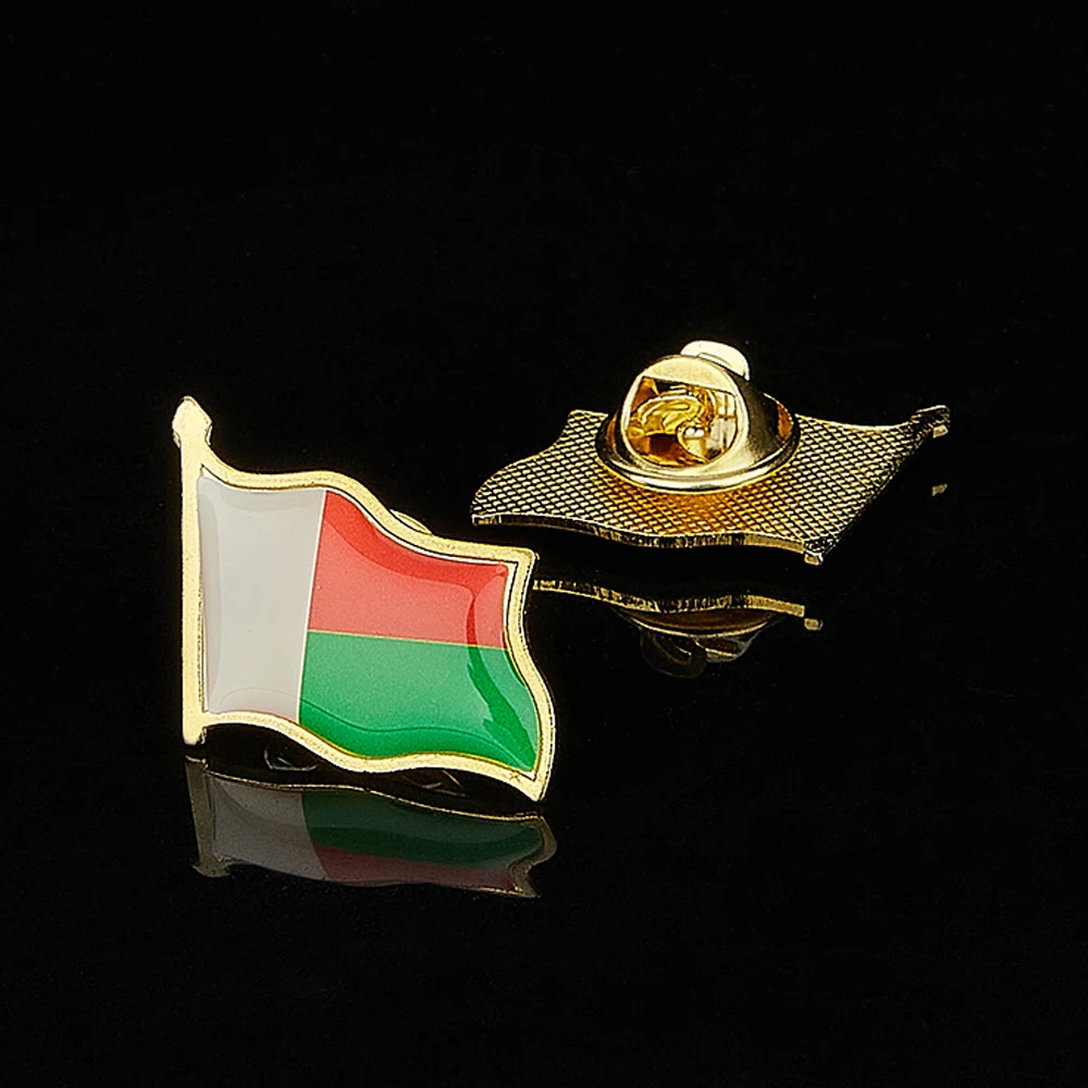 

African Country The Republic of Madagascar Historical Gold Plated Flag Brooch Badges Lapel Pins
