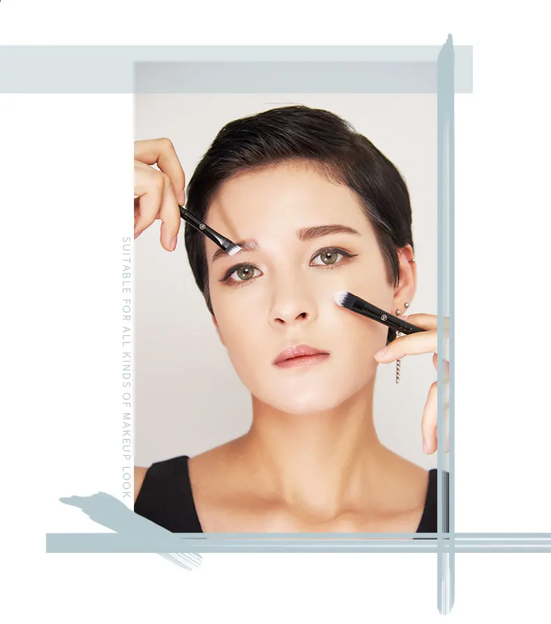 Бренд Miss Gorgeous, комплект из 2 предметов, набор кистей для макияжа Профессиональные Черный Цвет кисть для консилера кисть для бровей крышка изъян Форма макияжа бровей