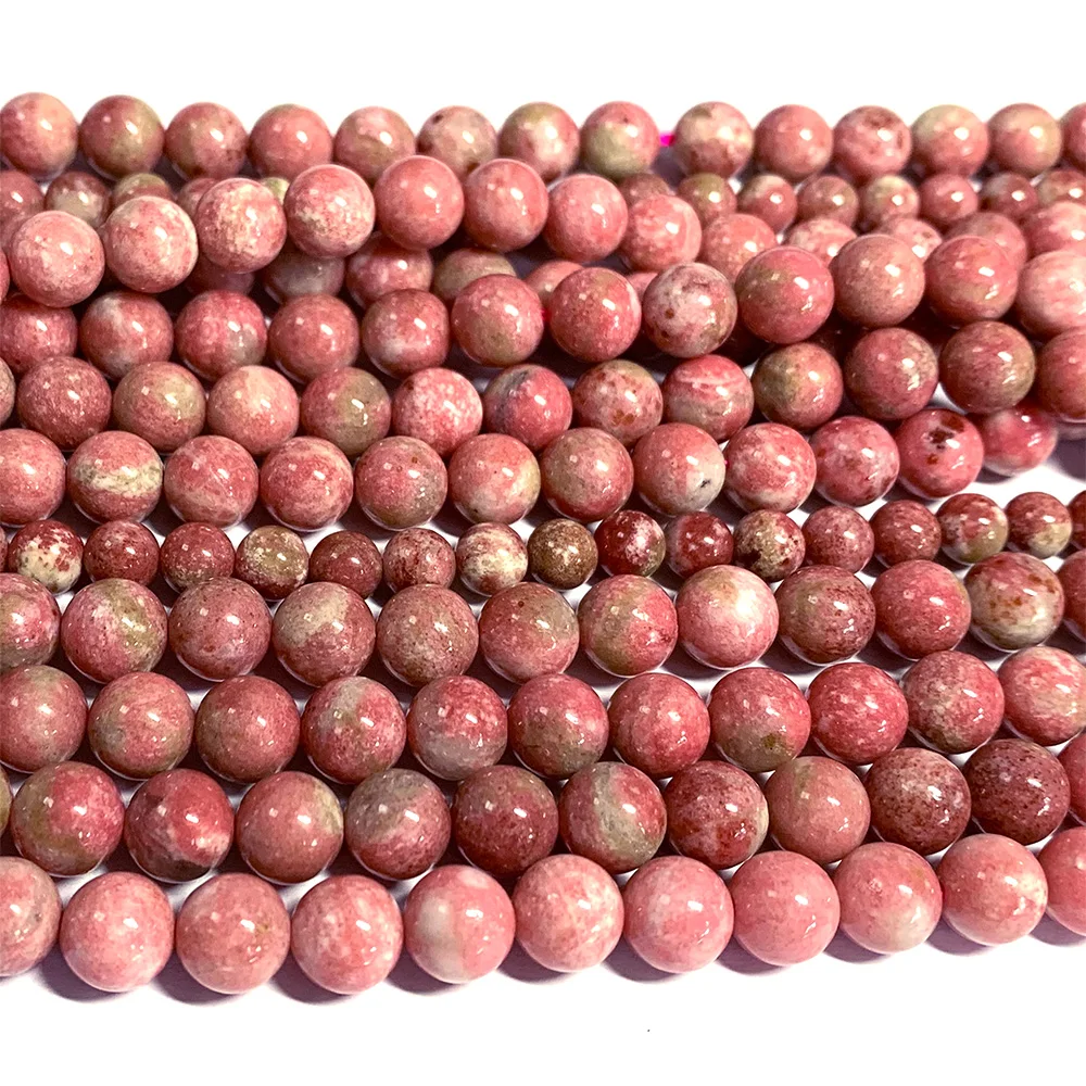 Veemake Natural Red Pink Thulite Round Loose Gemstone Necklaces Bracelets Earrings Women's Beads For Jewelry Making 07033 4