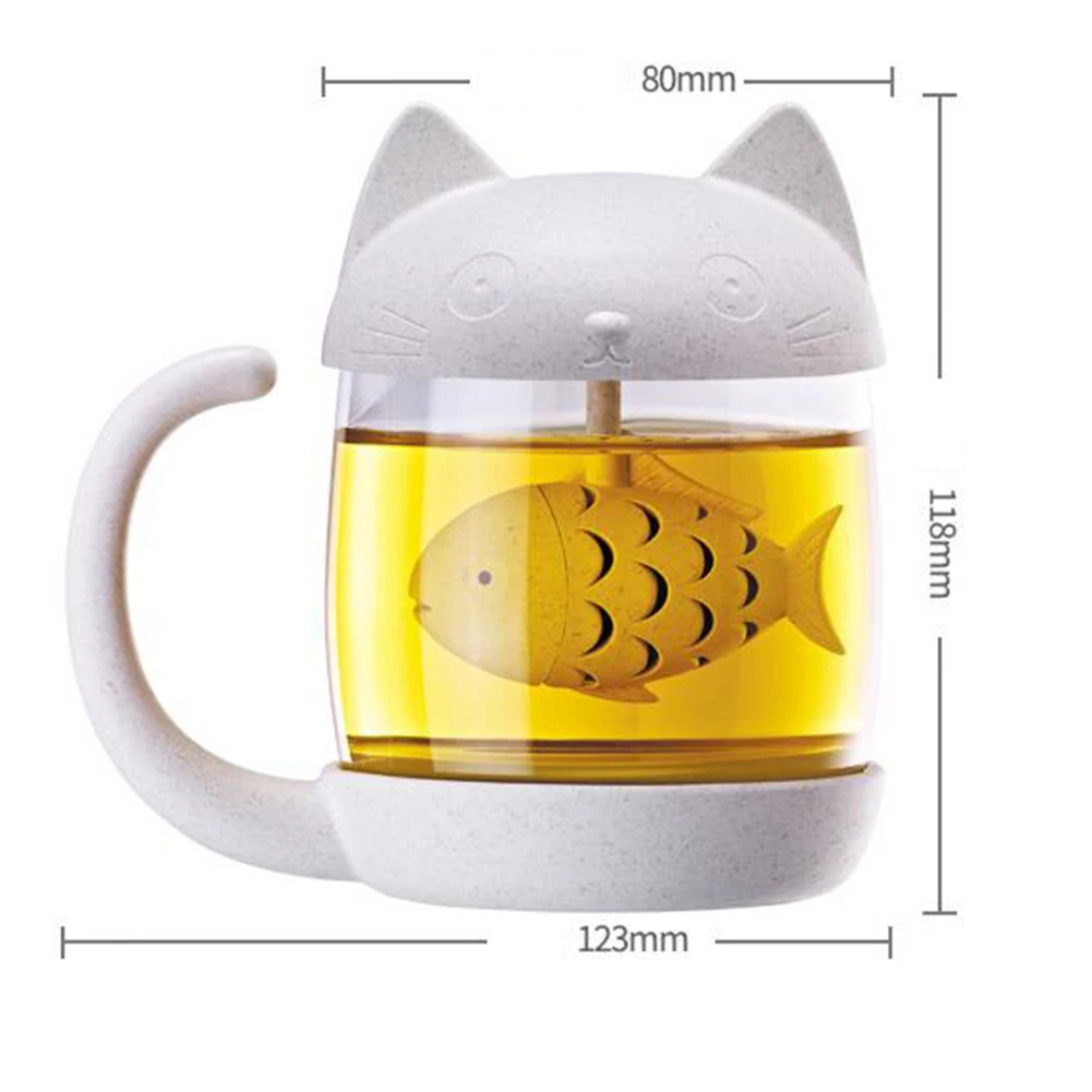 250 мл милые кошки злаковые волокна стеклянная Питьевая чашка чайная кружка с фильтрующей крышкой посуда для напитков