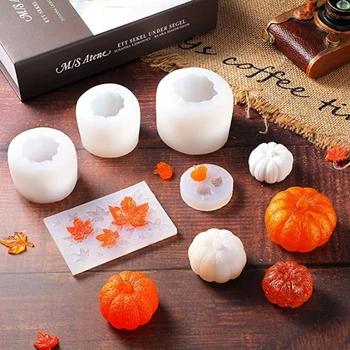 

7Pcs DIY Halloween Pumpkin Maple Leaves Star Moon Bat Pendant Silicone Epoxy Resin Mold Kit Baking Jewelry Making Tools