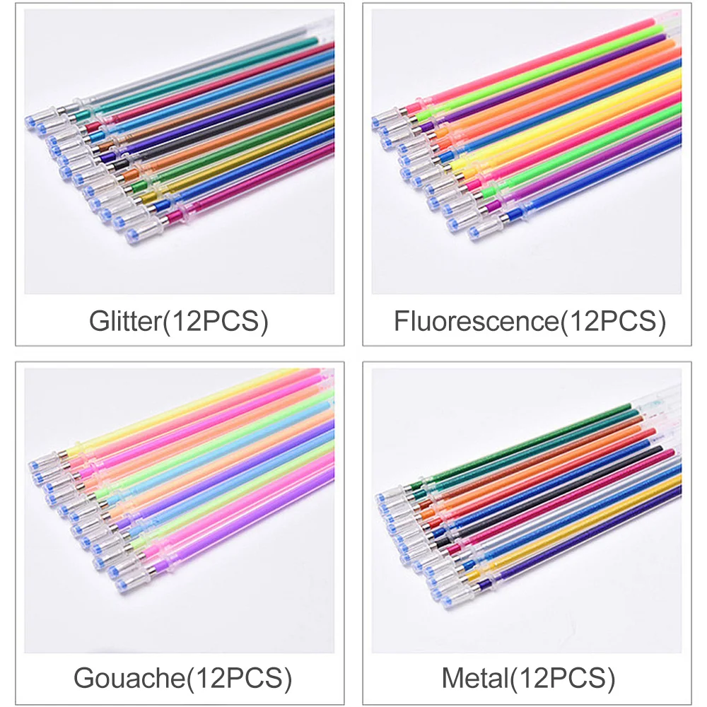 Цвет флэш гелевая ручка заправка цвет нейтральные со сменным стержнем конфеты цвет флуоресцентные пастели студенческие граффити живопись гуашь металлический цвет s - Цвет: 48pcs