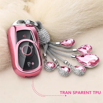 

Full-Protective TPU Soft Folding Key Case Shell Key Holder Key Covers For OPEL Astra Buick ENCORE Artificial Crystal Pendant