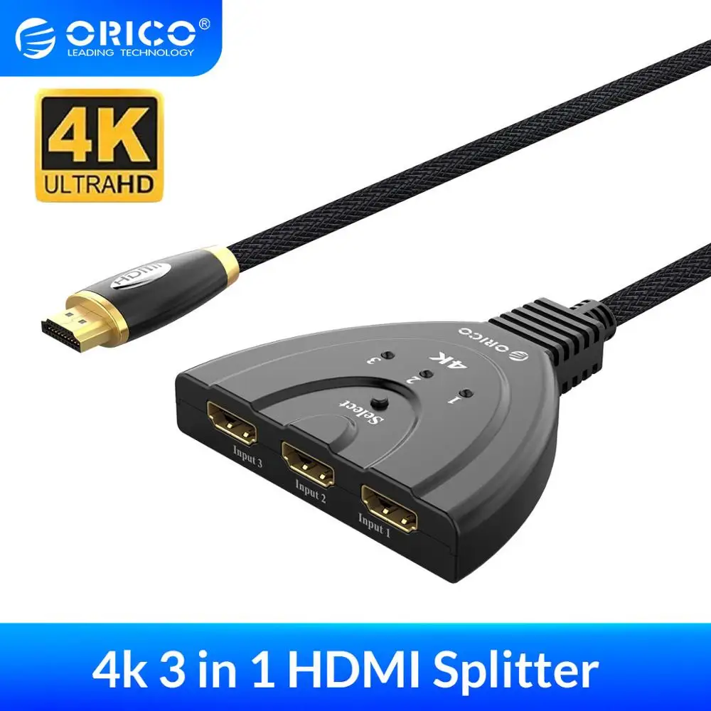 Кабель HDMI ORICO 3 в 1 переключатель 4k 30 Гц 60 3D переходник HD разветвитель кабель 2 0/1 4