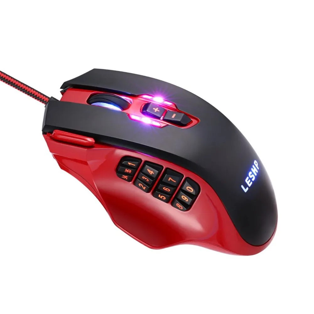 Игровая мышь с подсветкой USB Проводная 8200 dpi 19 клавиш RGB игровая мышь с боковыми кнопками и регулируемой подсветкой