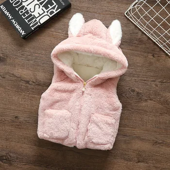 

Thicken Fluffy Vest Girls Cute Rabbit Ear Kids Waistcoat Children Top Clothes Sleeveless Vest Soft Waistcoat Baby Girl Outerwear