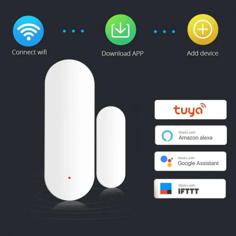 Умный WiFi датчик открывания/закрывания дверей и окон, детекторы голосового управления для Google Home для Tuya, детектор дверей и окон, датчик двери