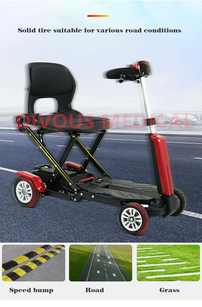 seniors disabled 4 wheels automatic folding electric mobility scooter