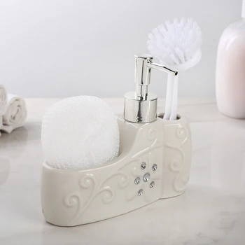 

Detergent dispenser with stand for sponge and brush "Shine"