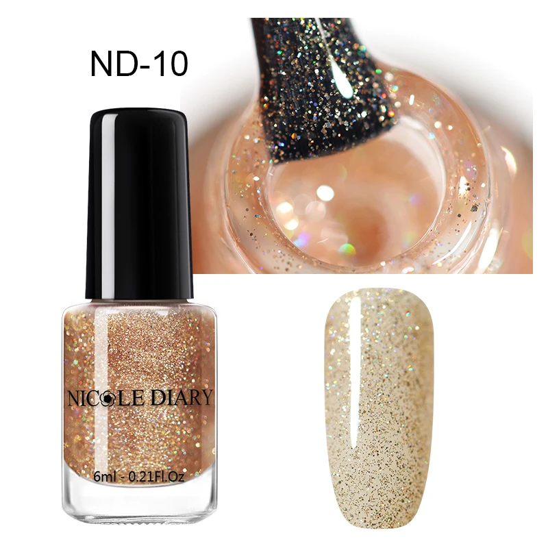 Glitter 10 NICOLE DIARY голографический лак для ногтей тепловой блеск Хамелеон Температура Изменение цвета маникюрный лак градиентный лак для ногтей - Цвет: Glitter 10