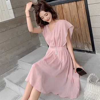 

Bohemian Mid-calf Dress Black Plus Size Women 2020 Solid Color Ruffle Sleeveless Maxi Dress Sexy V Neck Beach Dresses Vestido