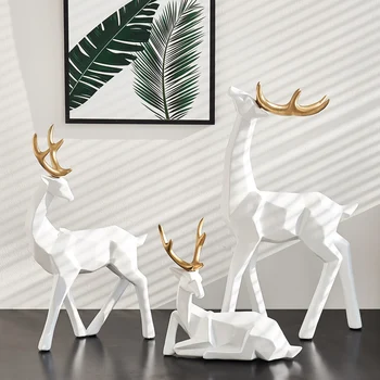 

Nordic Animal Resin White Black Elk Decorative Ornaments Simulated Animal Sculpture Home Modern Decoration Accessories Fgurines