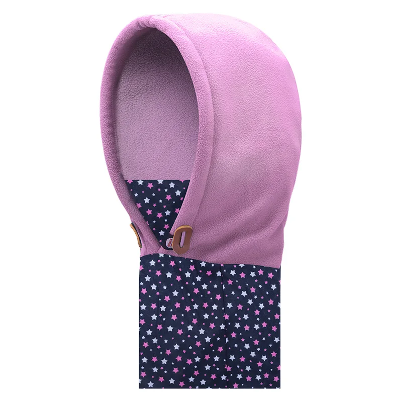 Pink Stars AONIJIE, детская Теплая Флисовая Балаклава, детская двухслойная зимняя накидка для лица, лыжная шапка, маска, шарф для бега, велоспорта, E813 - Цвет: Pink Stars