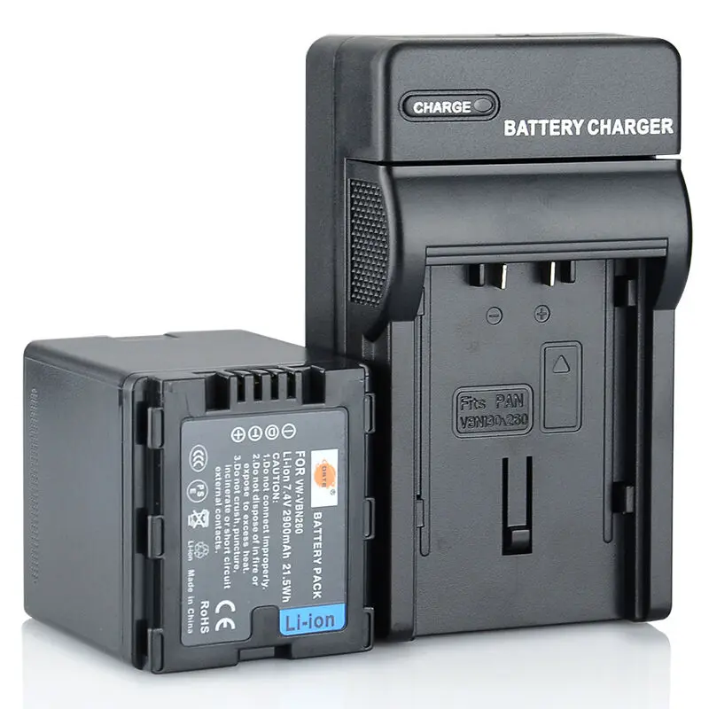 1Battery1DCCharger Комплект 2900 мАч 7,4 V VW-VBN260 VBN260 VW-VBN130 VBN130 DSTE батарея камеры DSLR Зарядное устройство для цифрового фотоаппарата Panasonic TM900 SD800 HS900 SD900 X910 - Цвет: 1Battery1DCCharger