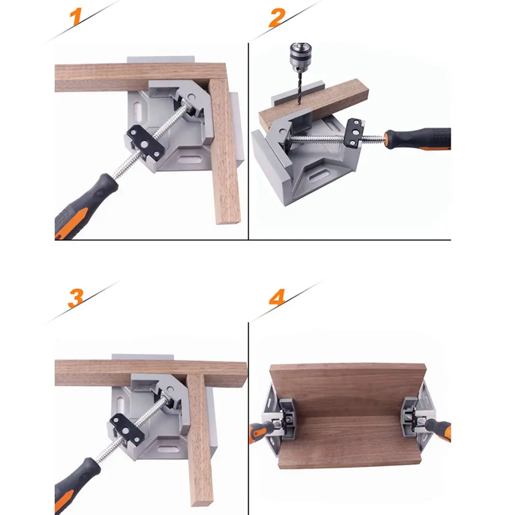 Single Handle 90 Degree Aluminum Alloy Right Angle Clip Woodworking Angle Clip Fish Tank Photo Frame Clip Tool
