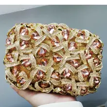 Champange клатч роскошный кристалл алмаза вечерние сумки для невесты розовое золото женский кошелек SM18