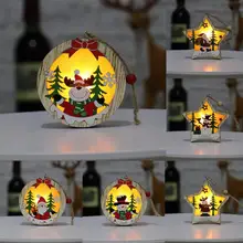 Деревянный светильник, Рождественские Подвески, светящаяся Рождественская елка, висячий орнамент, праздничный Домашний Светильник, украшение для рождественской вечеринки, Прямая поставка