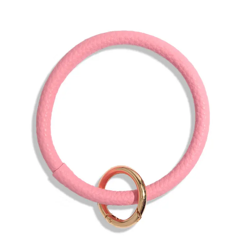 Flatfoosie модный брелок для ключей из искусственной кожи круглый браслет с кисточкой автомобильный держатель с металлическим кольцом аксессуары - Цвет: 416PK