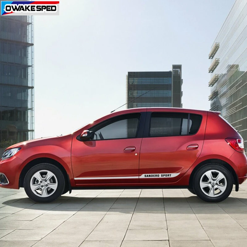 Carbon Fiber Car Door Side Skirt Sticker For Renault-Sandero RS Sport Stripes Racing Styling Auto Body Decor Vinyl Decals (5)