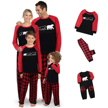 

Christmas Family Matching Outfits Parents and Kids TShirts Pants 2 Piece Pajamas Sets and Baby Romper Homewear Xmas Outfits