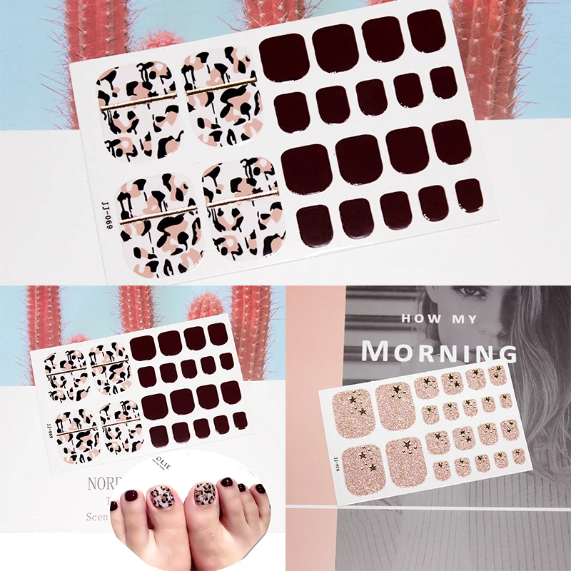 

22tips/sheet Colorful Shinny Full Nail Art Tips DIY Adhesive Wraps Waterproof Nail Stickers Decorations Manicure Drop Shipping