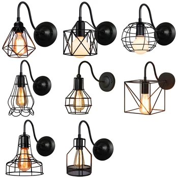 

Modern Nordico Wall Lamp Black Iron Cage Led Sconce Wall Lights Fixture Industrial Decoration for Home Dining Room Bedroom Light