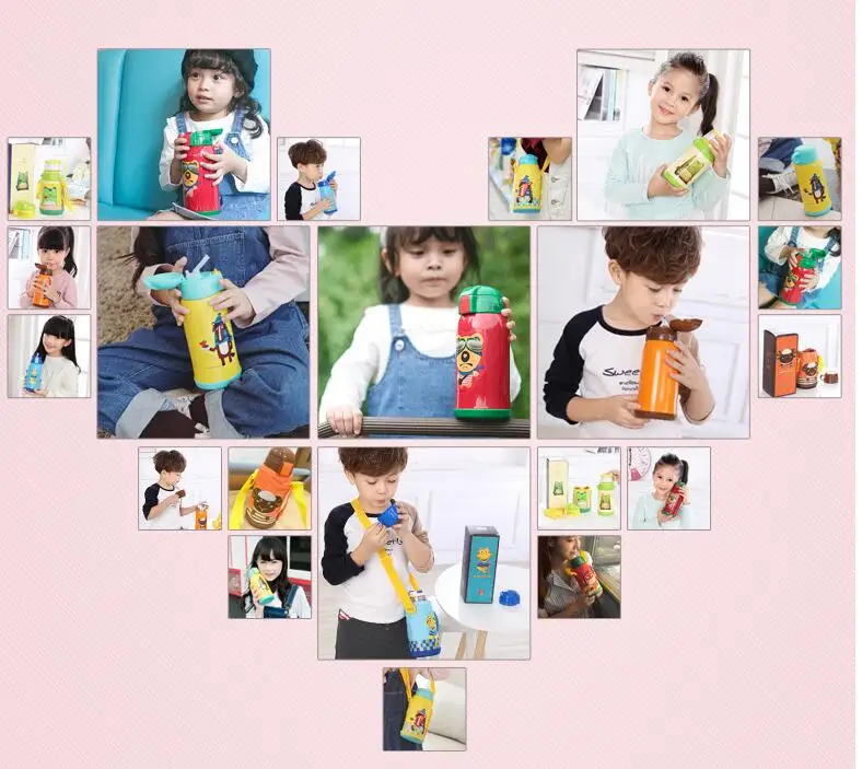 Beddybear бутылка для воды из нержавеющей стали детская Термокружка с животными милый мультяшный стакан с кружка с ремнем
