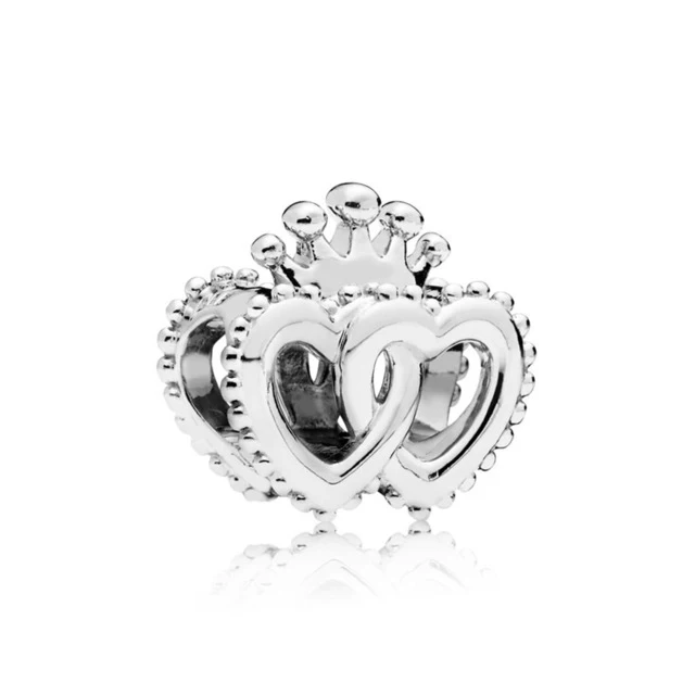 100% 925 Sterling Silver New 797670 Interlocked Crown Hearts Charm Gorgeous Fresh Casual Women's Boutique Jewelry |