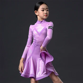 

Latin Dance Dress Girls Long Sleeve Rumba Cha Cha Samba Tango Children Competition Performance Clothing Kids Stage Wear DN4698
