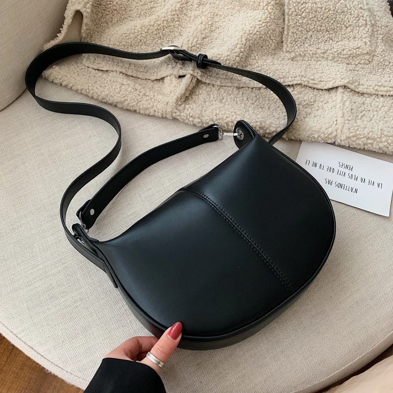  Solid Color PU Leather Saddle Bags For Women 2020 Small Lady Shoulder Messenger Bag Female Travel H - 4000252616706