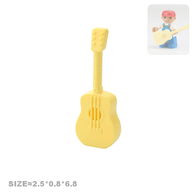 Big Size Action Figures City Princess Policemen Family Building Block Doll Character Accessory Toys Assembly Children Kids Gift Guitar