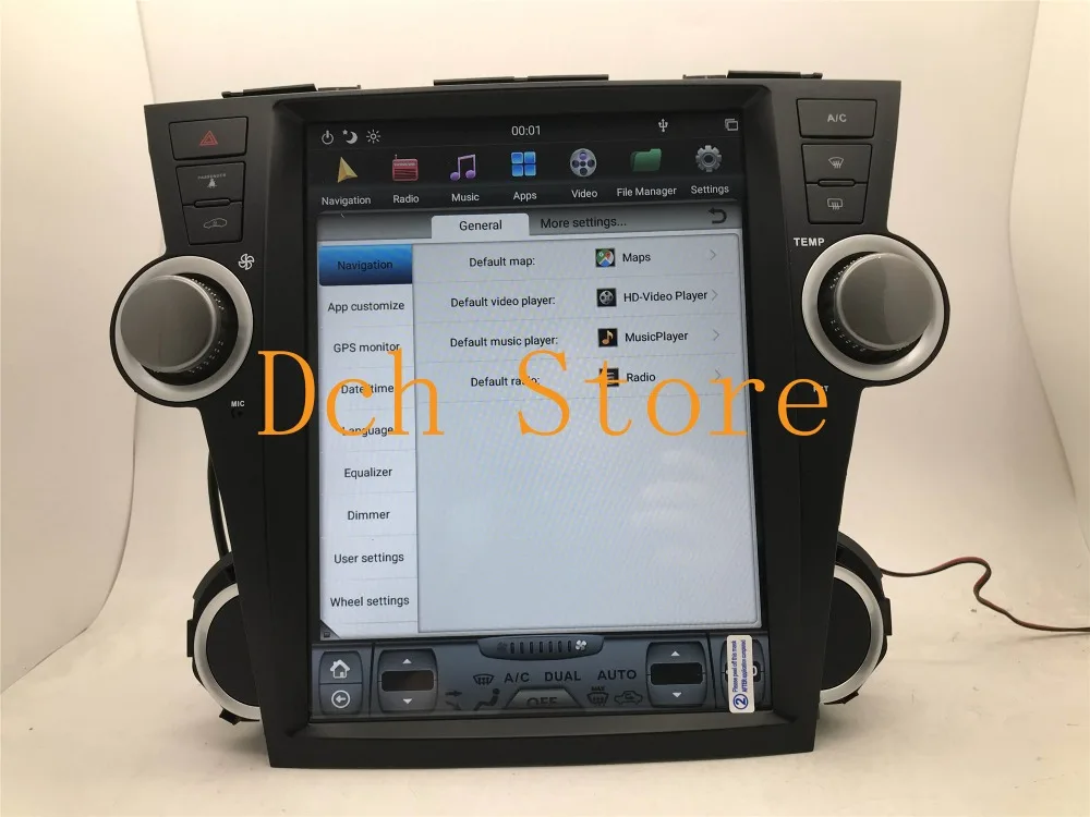 12,1 ''tesla стиль Android 8,1 автомобильный dvd-плеер gps для Toyota Highlander 2008- навигация 4G ram PX6 CARPLAY радио NAVI авто