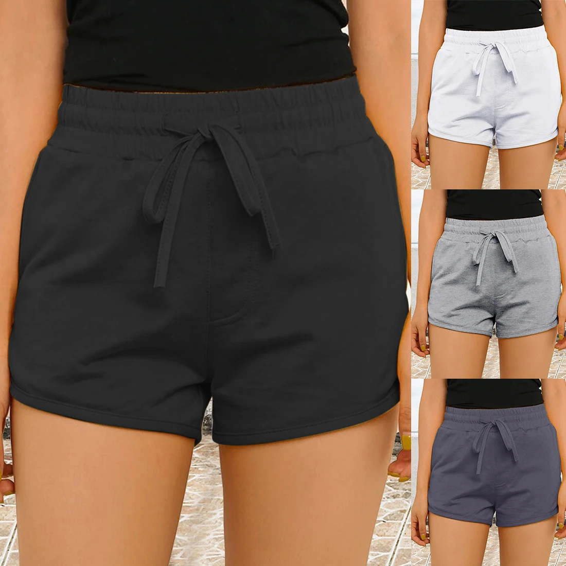 elastic waist gym shorts