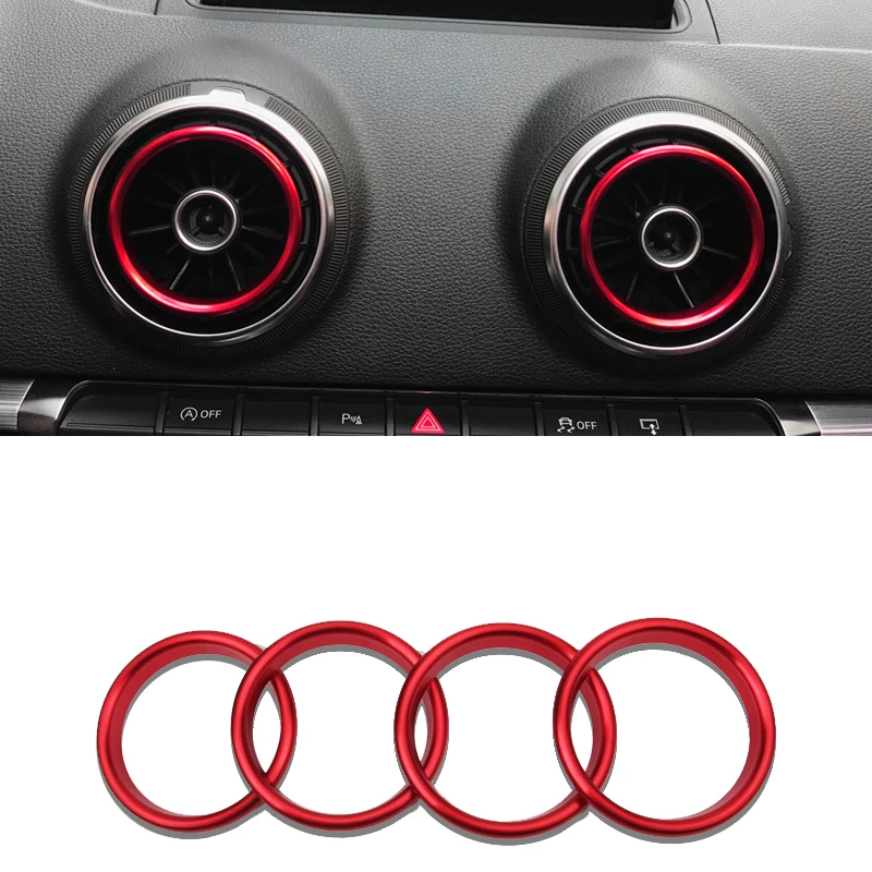 Red-4pcs 4 шт., украшение кондиционера внутри кольца для Audi A3 S3 Q2L, центральная консоль автокондиционера, вентиляционное отверстие, рамка, накладка - Название цвета: Red-4pcs